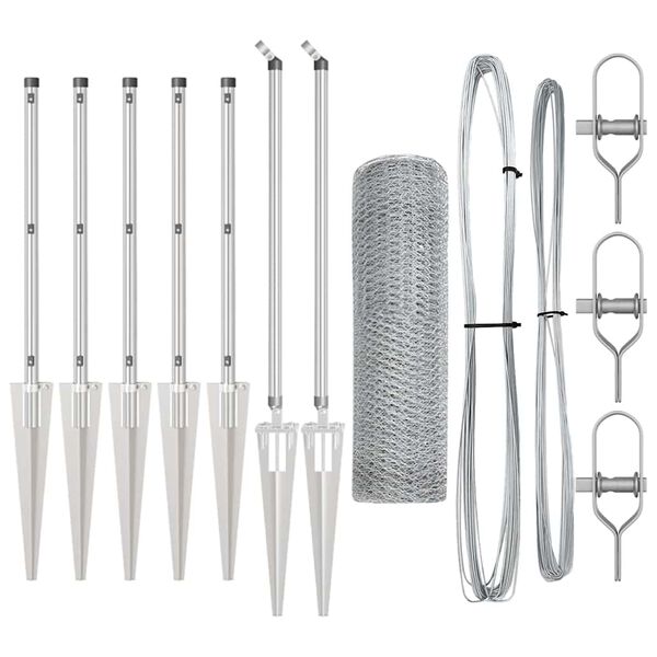 vidaXL Cerca com Postes Prateado 0.6 x 10 m A&ccedil;o revestido de PVC