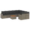 vidaXL 10 pcs conjunto sof&aacute;s de jardim c/ almofad&otilde;es vime PE cinzento