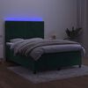 vidaXL Cama box spring c/ colch&atilde;o/LED 140x200 cm veludo verde-escuro