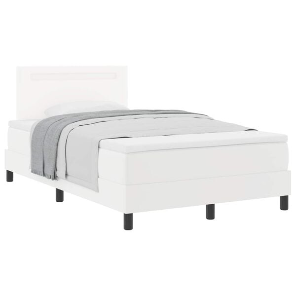 vidaXL Cama Box com colch&atilde;o Branco 120 x 190 cm Couro sint&eacute;tico
