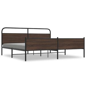 vidaXL Estrutura cama sem colch&atilde;o 193x203 cm metal carvalho castanho