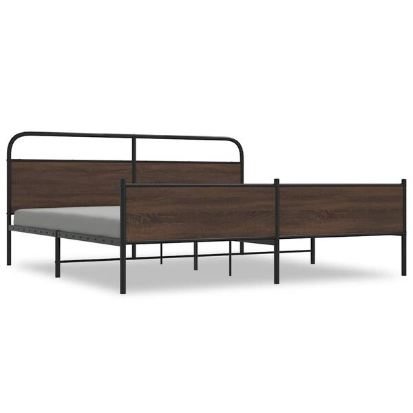 vidaXL Estrutura cama sem colch&atilde;o 193x203 cm metal carvalho castanho