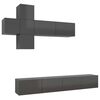 vidaXL 7 pcs conjunto de m&oacute;veis de TV contraplacado cinzento brilhante