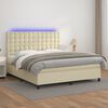 vidaXL Cama box spring c/ colch&atilde;o/LED 180x200cm couro artificial creme