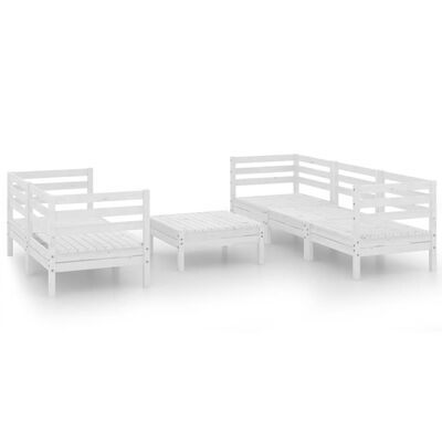 vidaXL 6 pcs conjunto lounge de jardim pinho maciço branco