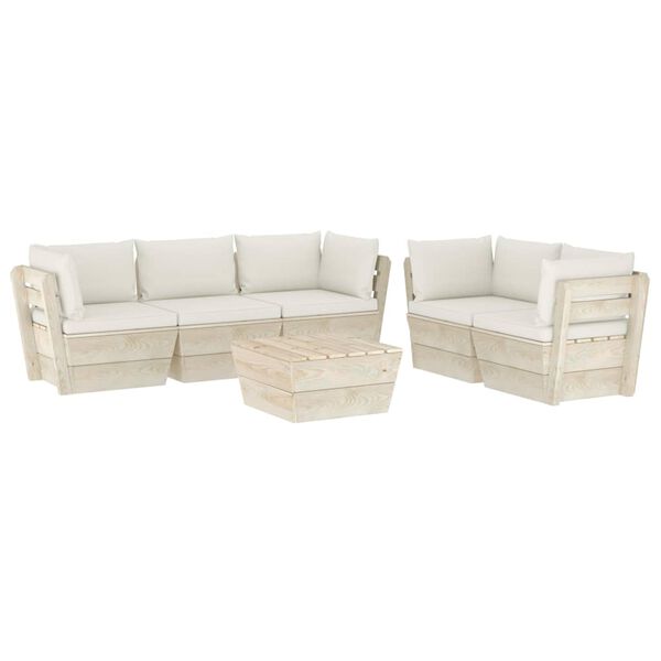 vidaXL 6 pcs conjunto lounge de paletes + almofad&otilde;es madeira de abeto