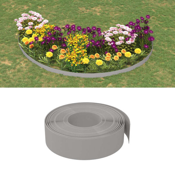 vidaXL Bordas de jardim 3 pcs 10 m 15 cm polietileno cinzento