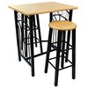 vidaXL Conjunto mesa e bancos de bar 3 pcs madeira e a&ccedil;o
