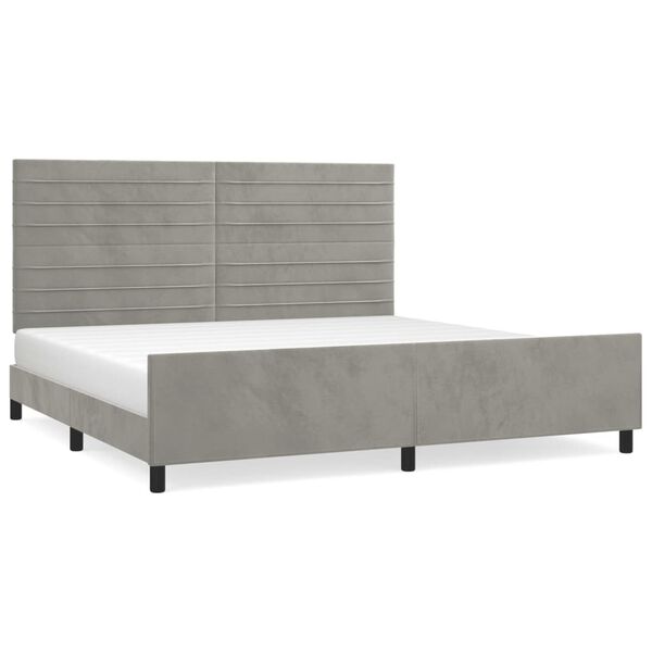 vidaXL Estrutura de cama sem colch&atilde;o 200x200 cm veludo cinzento-claro