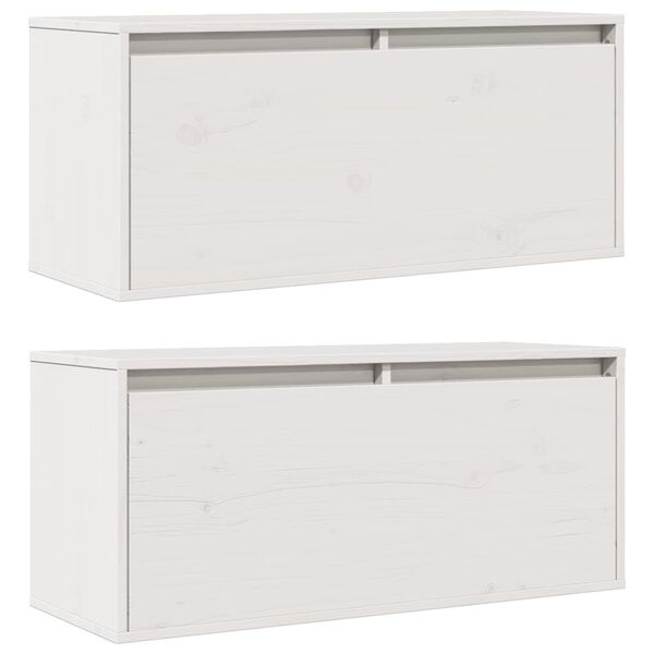 vidaXL Armários de parede 2 pcs 80x30x35 cm pinho maciço branco