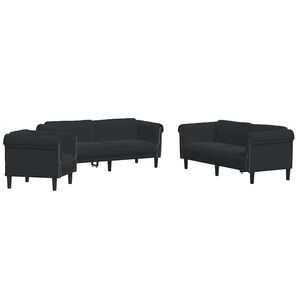 vidaXL 3 pcs conjunto de sof&aacute;s veludo preto