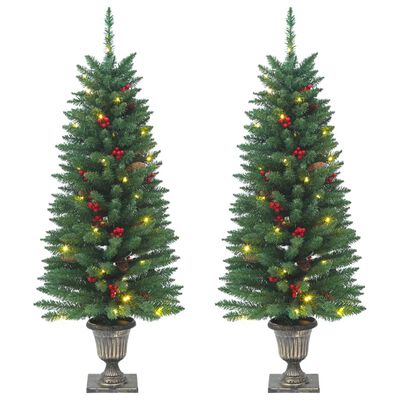 vidaXL Árvores de Natal artificiais 2 pcs 100 luzes LED 120 cm verde