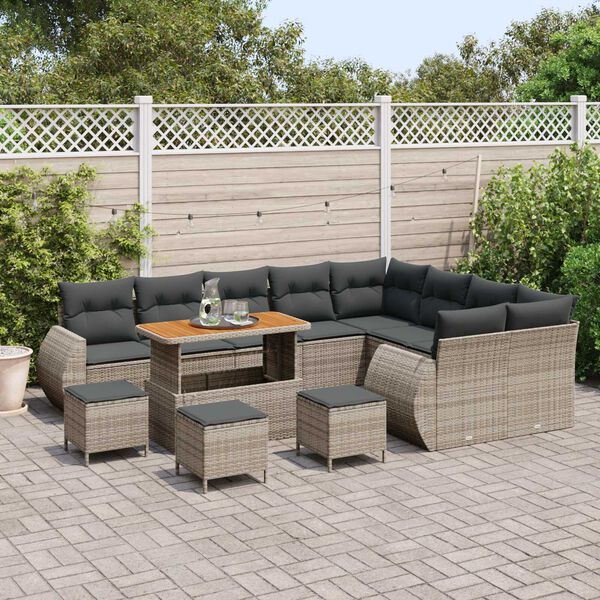 vidaXL Conjunto de Sof&aacute; de Jardim com almofada 13 pcs Cinzeto