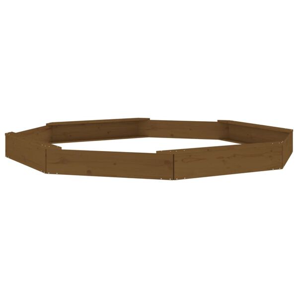 vidaXL Caixa de areia octogonal com assentos pinho maci&ccedil;o castanho-mel