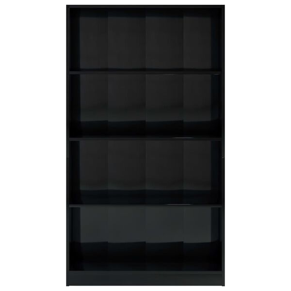vidaXL Estante 4 prateleiras 80x24x142cm contraplaca. preto brilhante