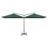 vidaXL Guarda-sol de jardim duplo com poste de a&ccedil;o 600x300 cm verde