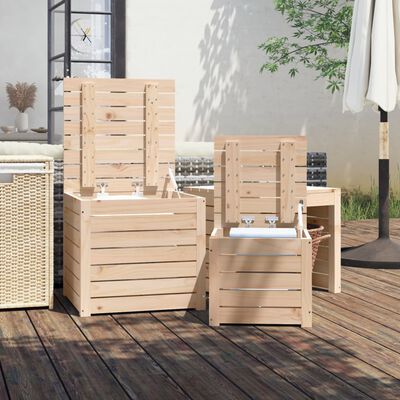 vidaXL 3 pcs conjunto de caixas de jardim madeira de pinho maciça
