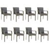 vidaXL 9 pcs conjunto jantar jardim c/ almofad&otilde;es vime PE preto/cinza