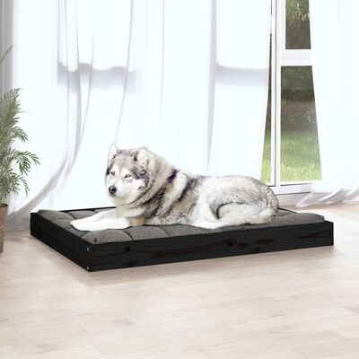 vidaXL Cama para cães 101,5x74x9 cm madeira de pinho maciça preto