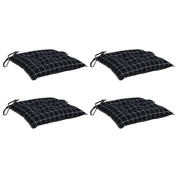 vidaXL Almofad&otilde;es p/ cadeira 4pcs tecido oxford padr&atilde;o xadrez preto