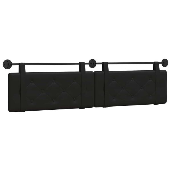 vidaXL Cabeceira Suspensa Preto 210 x 55 x 5 cm Couro Sint&eacute;tico