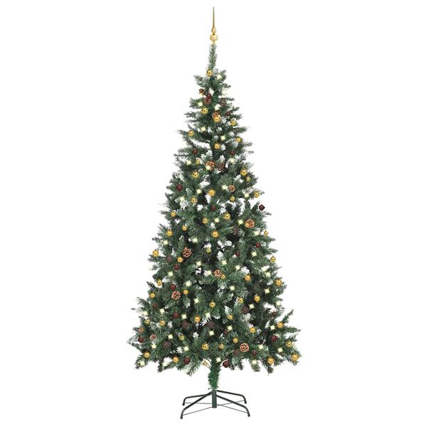 vidaXL Árvore Natal artificial pré-iluminada c/ bolas 210 cm