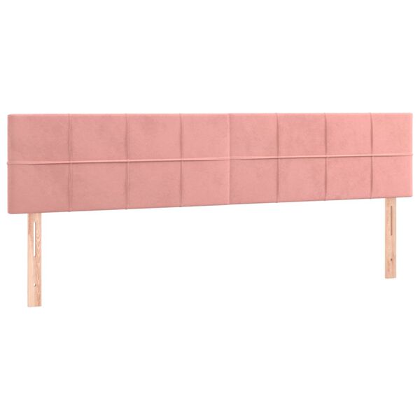 vidaXL Cabeceira de cama 2 pcs veludo 100x5x78/88 cm rosa