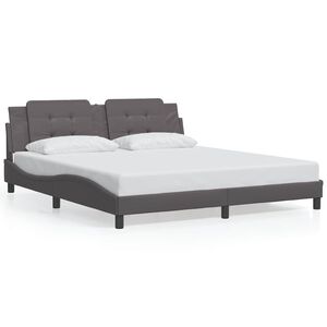 vidaXL Estrutura de cama sem colch&atilde;o Zadar 180x200cm couro artificial cinzento