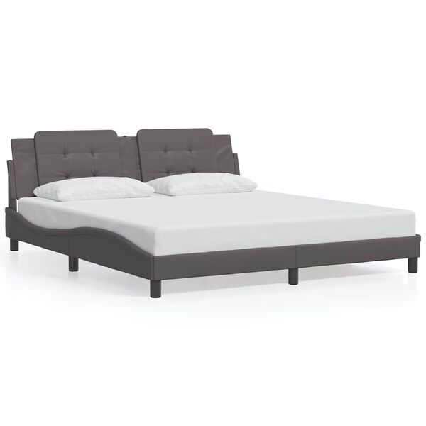 vidaXL Estrutura de cama sem colch&atilde;o Zadar 180x200cm couro artificial cinzento