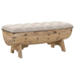 vidaXL Banco de arruma&ccedil;&atilde;o madeira maci&ccedil;a e tecido 103x51x44 cm