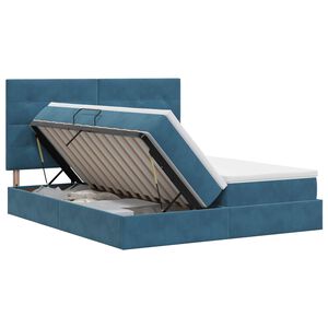 vidaXL Cama com Armazenamento Azul Escuro 200 x 200 cm Veludo