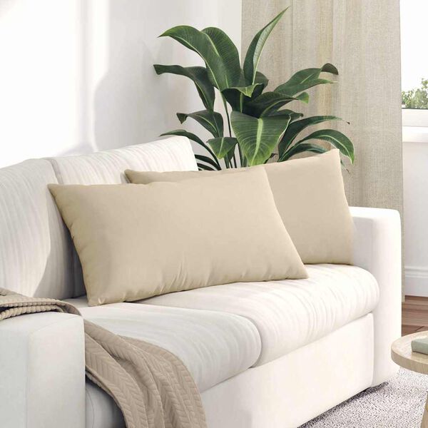 vidaXL Travesseiros de Sof&aacute; 2 pcs Creme 80 x 40 cm tecido