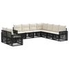 vidaXL Conjunto de Sof&aacute; de Jardim 9 pcs Preto e Branco Creme vime PE