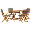 vidaXL 5 pcs conj. jantar p/ jardim tecido/madeira maci&ccedil;a antracite