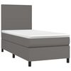 vidaXL Cama box spring c/ colch&atilde;o/LED 80x200 cm couro artificial cinza