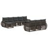 vidaXL Conjunto de Sof&aacute; de Jardim 10 pcs Cinza e Cinza Escuro vime PE