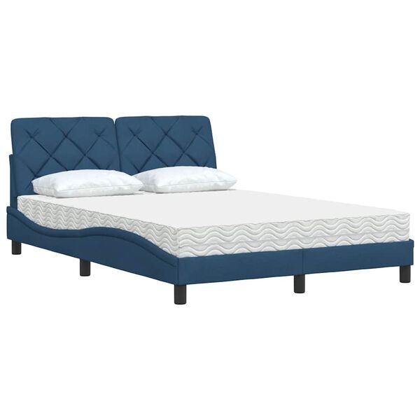 vidaXL Cama com colch&atilde;o 140x190 cm tecido azul