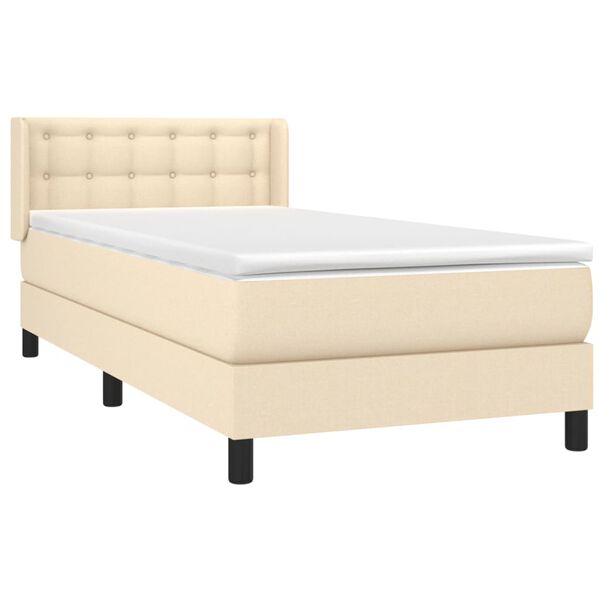 vidaXL Cama com molas/colch&atilde;o 90x200 cm tecido cor cr&egrave;me