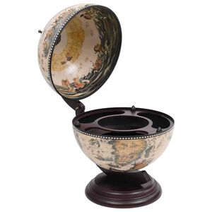 vidaXL Garrafeira de mesa em forma de globo madeira de eucalipto branco
