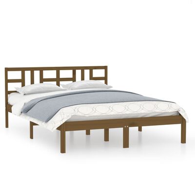 vidaXL Estrutura de cama 160x200 cm madeira maciça castanho mel