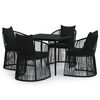 vidaXL 5 pcs conjunto de jantar p/ jardim c/ almofad&otilde;es preto