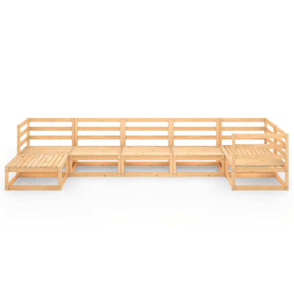 vidaXL 7 pcs conjunto lounge de jardim pinho maci&ccedil;o