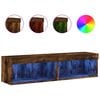 vidaXL M&oacute;veis de TV c/ luzes LED 2 pcs 60x30x30 cm carvalho fumado