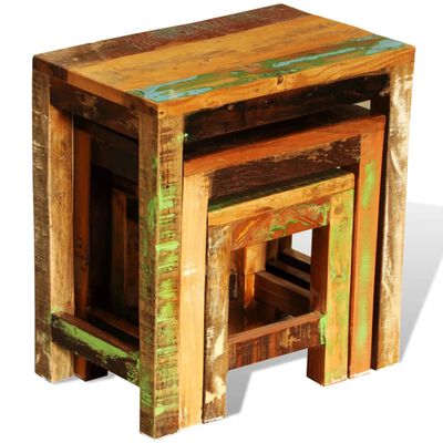 vidaXL Mesas de encastrar vintage 3 pcs madeira reciclada