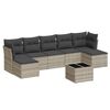 vidaXL 8 pcs conj. sof&aacute;s jardim c/ almofad&otilde;es vime PE cinzento-claro