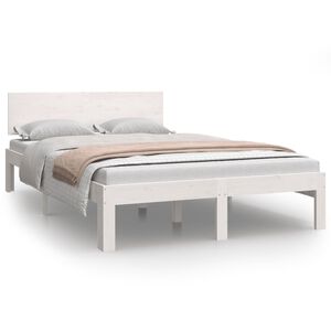 vidaXL Estrutura de cama 120x200 cm pinho maci&ccedil;o branco