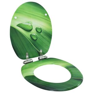 vidaXL Assento sanita c/ tampa fecho suave MDF design gotas &aacute;gua verde