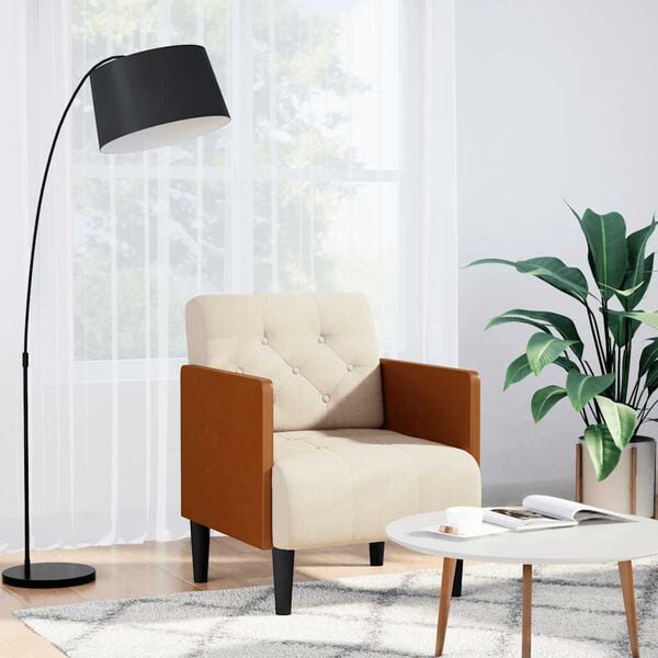 vidaXL Poltrona com apoio de bra&ccedil;os 55 cm linho