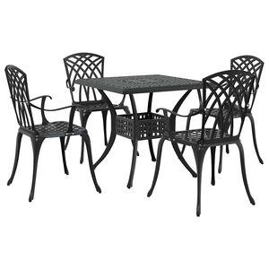 vidaXL Conjunto de Mesa de Jardim 5 pcs Preto Alum&iacute;nio Fundido