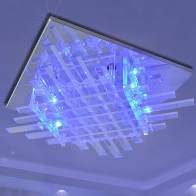Lâmpada de Teto Quadrada com Faixas de Vidro LED RGB